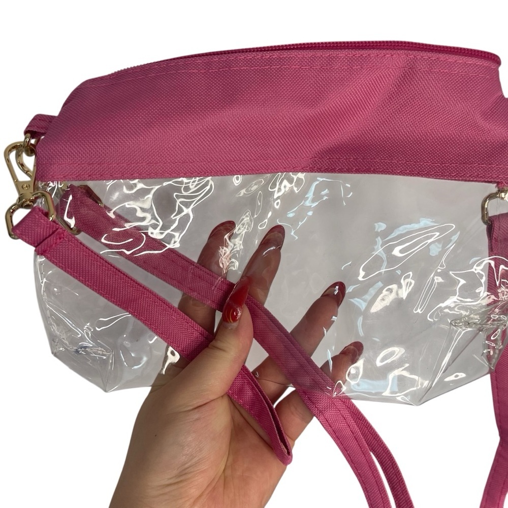 Transparent Clutch Crossbody Bag Pink Clear